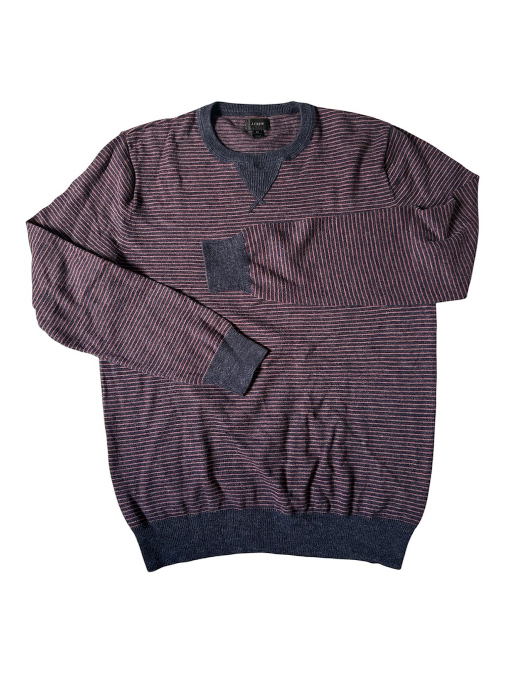 J.Crew Men’s Striped Cotton Pullover Sweater Red Blue Medium Like New